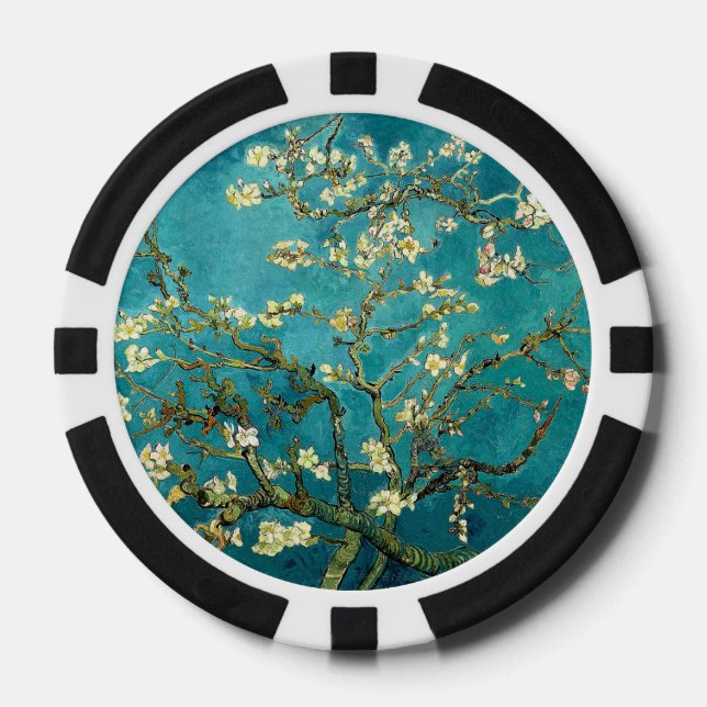 Van Gogh Almond Blossoms Classic Impressionism Poker Chips (Front)