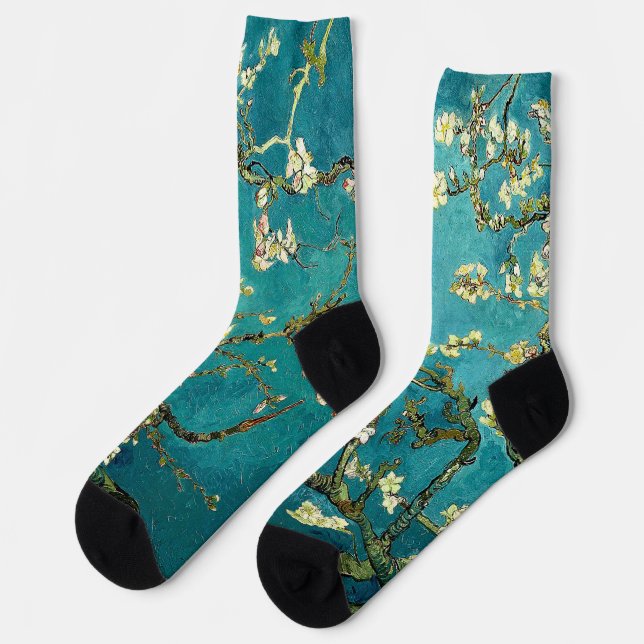 Van Gogh Almond Blossoms Classic Impressionism Socks (Left)