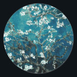 Van Gogh Almond Blossoms Dark Teal Classic Round Sticker<br><div class="desc">Artist: Vincent Van Gogh
Title: Almond Blossoms dark teal

Add a touch of elegance,  class,  sophistication and charm with Vincent Van Gogh's Almond Blossoms in an updated colour palette.</div>