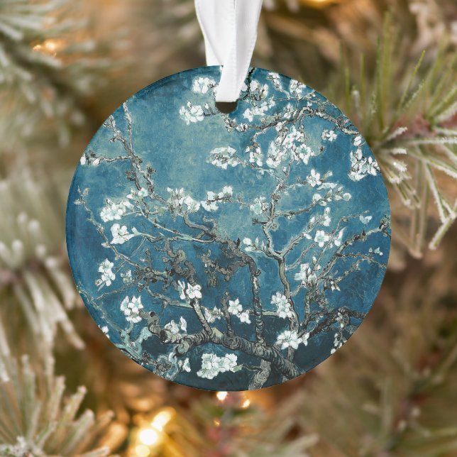 Van Gogh Almond Blossoms Dark Teal Ornament (Tree)