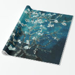 Van Gogh Almond Blossoms Dark Teal Wrapping Paper<br><div class="desc">Artist: Vincent Van Gogh
 Title: Almond Blossoms
 altered colour</div>
