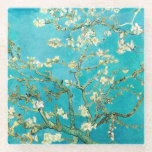 VAN GOGH - Almond Blossoms Glass Coaster<br><div class="desc">"van gogh vincent",  "almond blossoms",  flowers,  "famous painting",  vintage,  "fine art",  floral,  blue,  vangogh</div>