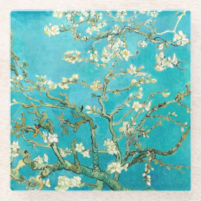 VAN GOGH - Almond Blossoms Glass Coaster (Front)