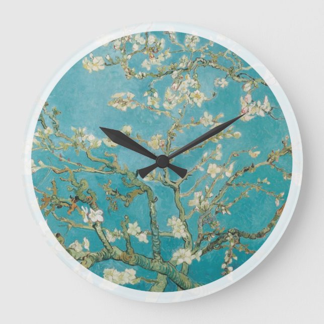 Van Gogh almond blossoms Large Clock (Front)