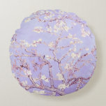 Van Gogh Almond Blossoms Lavender Round Cushion<br><div class="desc">Almond Blossoms by Vincent Van Gogh
colour alteration copyright 2sweet4wordsDesigns/ PureVintage Love

Get the beauty of Van Gogh's beloved Almond Blossom in the colours that match your home. 

vincent van gogh,  van gogh,  almond blossoms,  flowers,  floral,  pretty,  beautiful, </div>