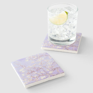 Van Gogh Almond Blossoms Lavender Stone Coaster