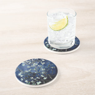 Van Gogh Almond Blossoms Midnight Blue Coaster