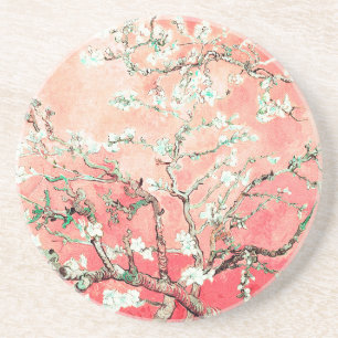 Van Gogh Almond Blossoms Peach Coaster