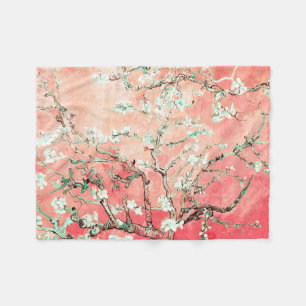 Van Gogh Almond Blossoms peach Fleece Blanket