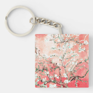 Van Gogh Almond Blossoms Peach Key Ring