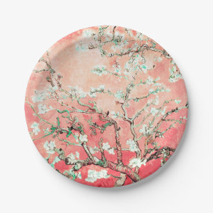 Van Gogh Almond Blossoms Peach Paper Plate