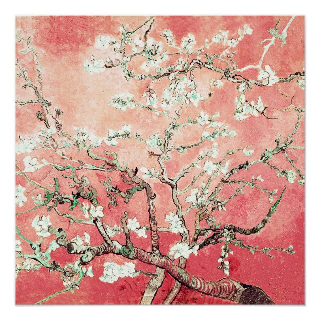 Van Gogh Almond Blossoms peach Poster (Front)