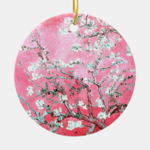 Van Gogh Almond Blossoms Pink Blue Ceramic Ornament