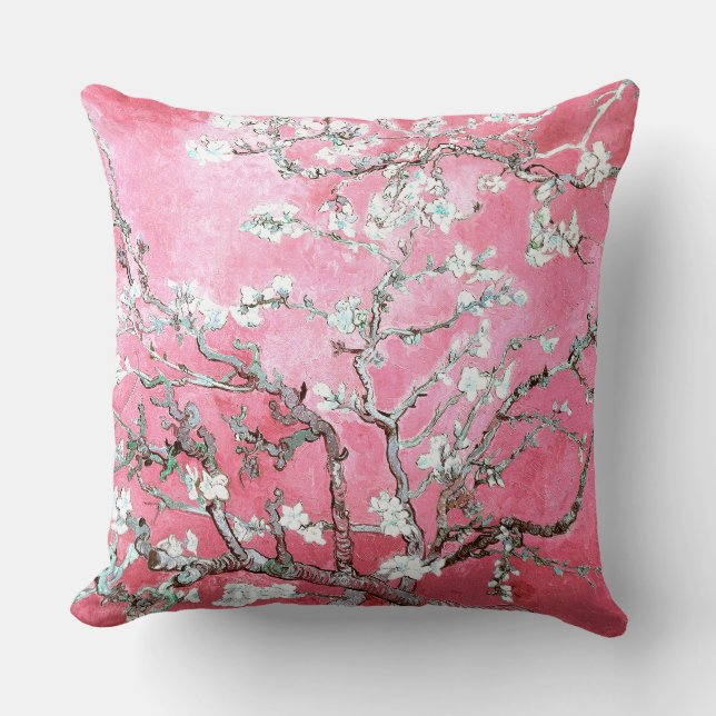Van Gogh Almond Blossoms Pink Blue Cushion (Front)