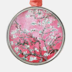 Van Gogh Almond Blossoms Pink Blue Metal Ornament