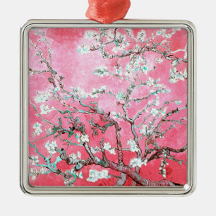 Van Gogh Almond Blossoms Pink Blue Metal Ornament