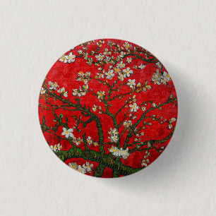 Van Gogh Almond Blossoms Red 3 Cm Round Badge