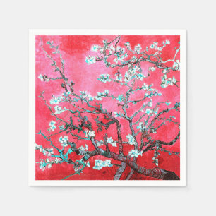 Van Gogh Almond Blossoms Red blue  Napkin