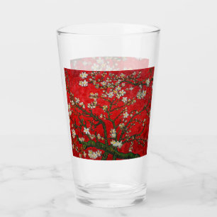 Van Gogh Almond Blossoms Red Glass