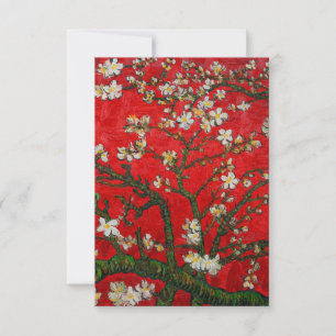 Van Gogh Almond Blossoms Red Invitation