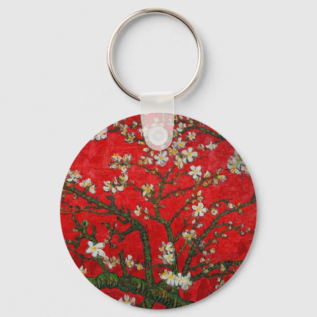 Van Gogh Almond Blossoms Red Key Ring (Front)