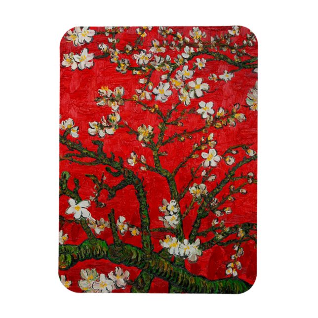 Van Gogh Almond Blossoms Red Magnet (Vertical)
