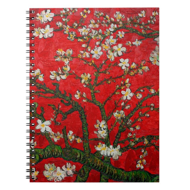 Van Gogh Almond Blossoms Red Notebook (Front)