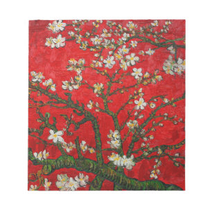 Van Gogh Almond Blossoms Red Notepad