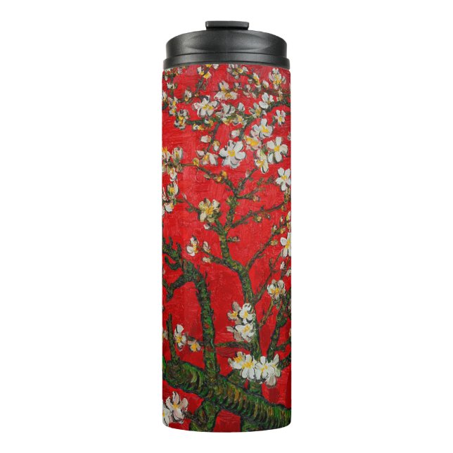 Van Gogh Almond Blossoms Red Thermal Tumbler (Front)