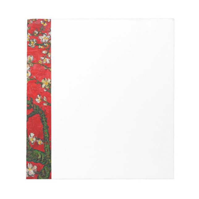 Van Gogh Almond Blossoms Red Updated Notepad (Front)