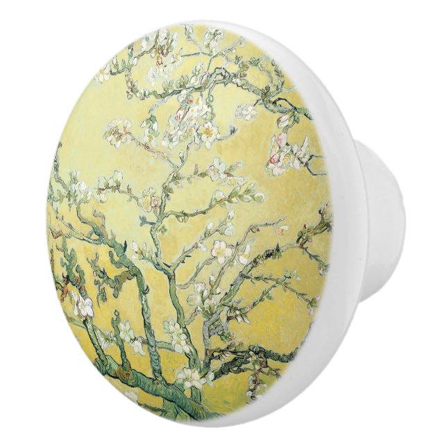 Van Gogh Almond Blossoms, Sky Blue Ceramic Knob (Right)