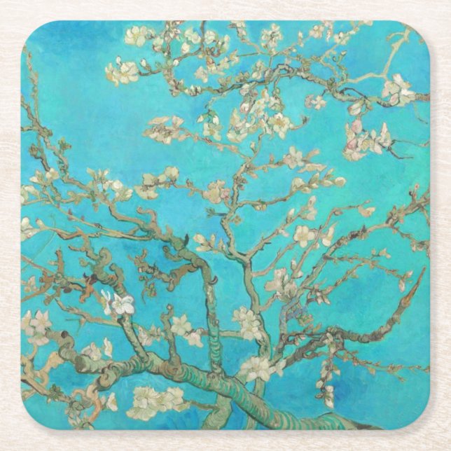 Van Gogh Almond Blossoms Square Paper Coaster (Front)