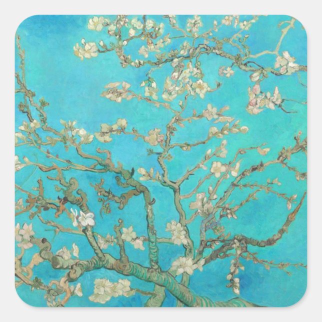 Van Gogh Almond Blossoms Square Sticker (Front)