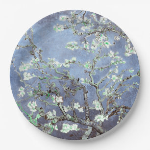 Van Gogh Almond Blossoms Steel Blue Paper Plate