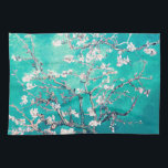 Van Gogh Almond Blossoms Turquoise Tea Towel<br><div class="desc">Vincent Van Gogh Almond Blossoms Artist: Vincent Van Gogh Title: Almond Blossoms Altered by 2sweet4wordsDesigns / PureVintageLove wrapping paper,  gift wrap,  gift wrap paper,  tissue paper,  elegant,  impressionism,  Vincent Van Gogh,  Van Gogh,  Almond Blossoms,  flowers,  floral, </div>