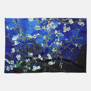 Van Gogh Almond Blossoms vibrant blue Tea Towel