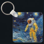 Van Gogh Astronaut keychain Starry Night<br><div class="desc">This stunning keychain features an astronaut in a spacesuit inspired by Van Gogh's famous painting "Starry Night". The astronaut is floating in space against a backdrop of swirling stars and galaxies,  with the iconic swirls and curves of Van Gogh's style lending a dreamy,  surreal quality to the scene.</div>