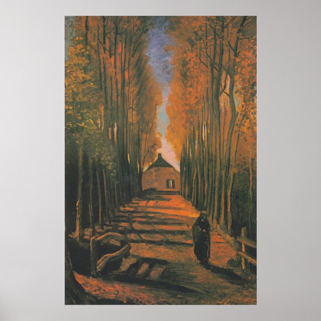 Van Gogh Avenue of Poplars in Autumn Painting Poster (Front)