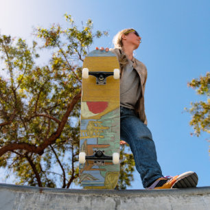 Van Gogh Bedroom in Arles - Classic Yellow & Blue Skateboard
