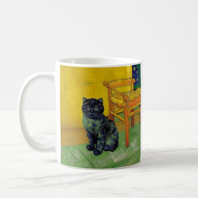 Van Gogh Black Cat Coffee Mug (Left)