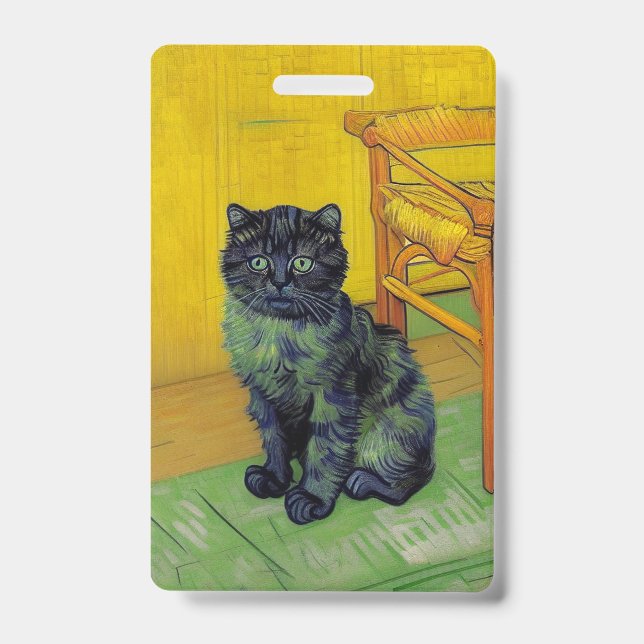 Van Gogh Black Cat ID Badge (Front)