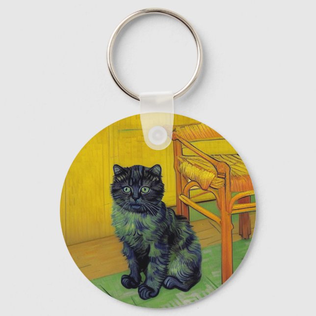 Van Gogh Black Cat Key Ring (Front)