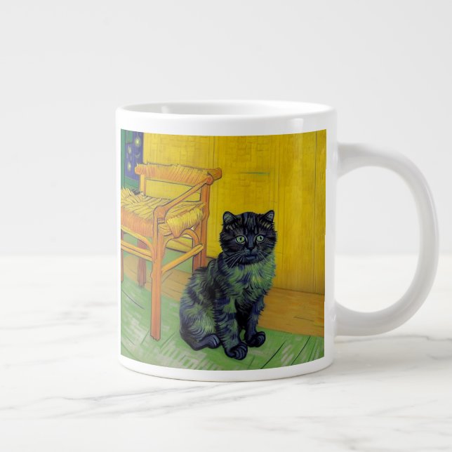 Van Gogh Black Cat Large Coffee Mug (Right)