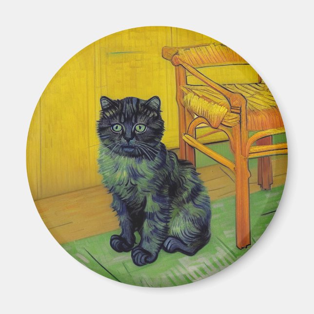 Van Gogh Black Cat Magnet (Front)
