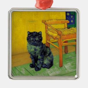 Van Gogh Black Cat Metal Ornament