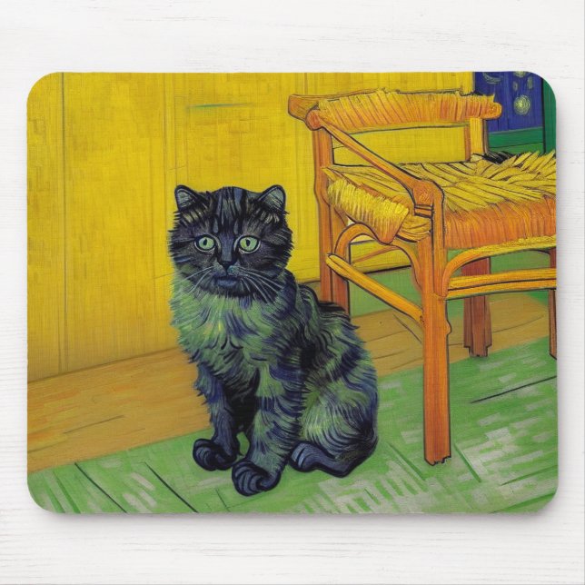 Van Gogh Black Cat Mouse Pad (Front)