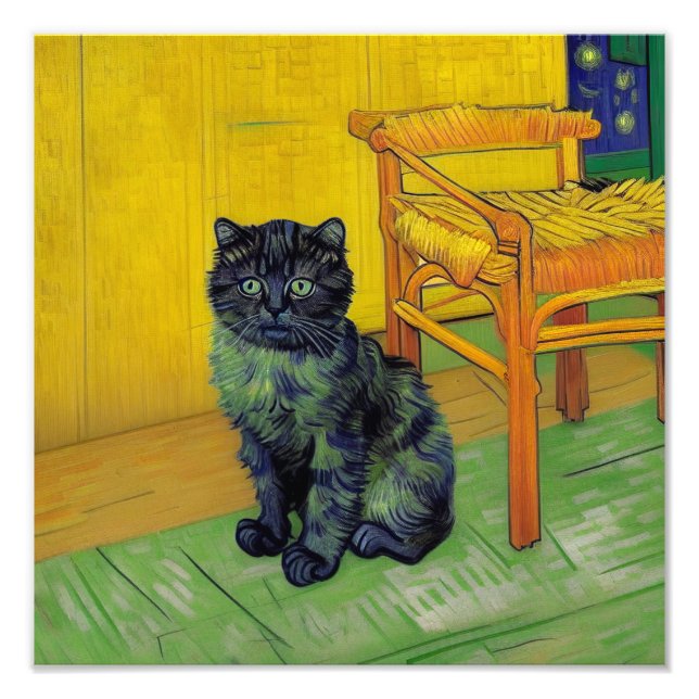Van Gogh Black Cat Photo Print (Front)