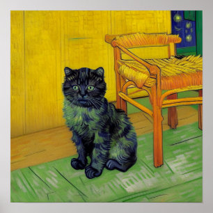 Van Gogh Black Cat Poster