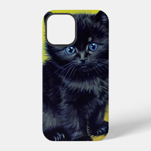 Van Gogh Black Cat Purple Flowers iPhone 12 Case