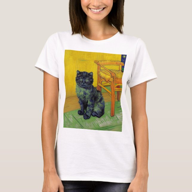 Van Gogh Black Cat T-Shirt (Front)